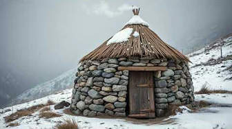 Winter Alone in the Mountains ❄ Man Builds Stone Shelter for Survival  @Hadioutdooradventures​