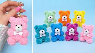DIY Llavero de Osito de Peluche 🧸 Manualidades Fáciles con Pompones de Lana