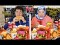 RAKİBİNİ GÖRMEDEN CAJUN CORNER MENÜ HIZLI YEME CHALLENGE !!