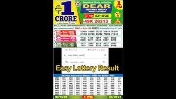 NAGALAND Lottery SAMBAD DEAR MORNING 01 PM RESULT TODAY 03.10.2025 STATE DEAR LOTTERY