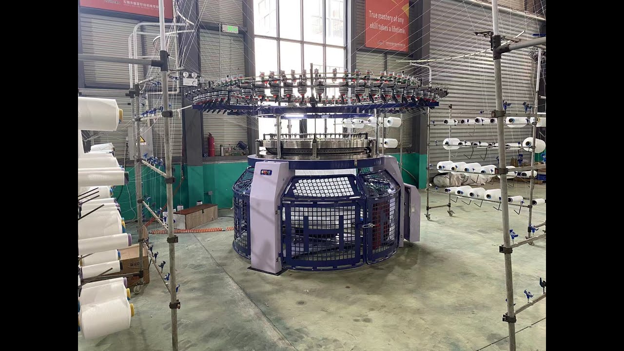 hanma single terry jacquard circular knitting machine 52D - YouTube
