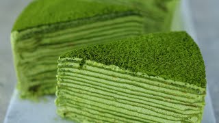 抹茶ミルクレープの作り方(How to make matcha crepe cake)