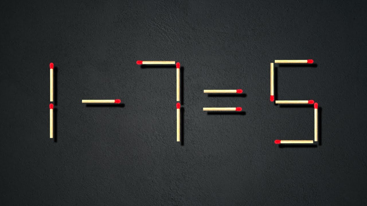 Turn the wrong equation into correct  | Matchstick puzzle 1 7=5