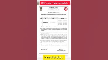 💠 *RPF Constable Exam Schedule Date Wise* || RPF exam date schedule #shorts #youtubeshorts