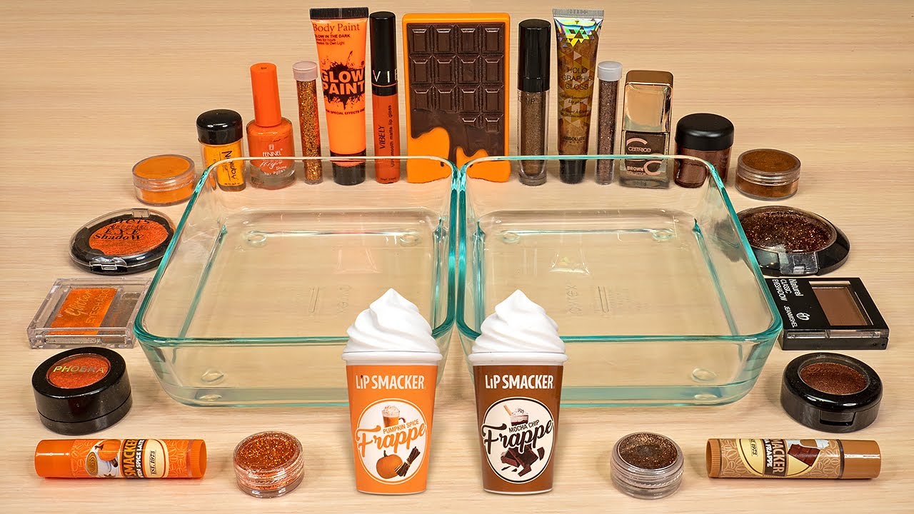 PUMPKIN vs. CHOCOLATE ! Slime Coloring and Mixing with Makeup ! ASMR Satisfying Slime Video 158