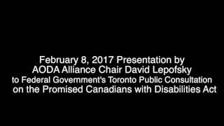AODA Alliance Chair Presents to Canadians with Disabilities Act Consultation