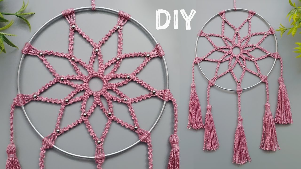 DIY ATRAPASUEÑOS EN MACRAMÉ🌸MACRAME DREAMCATCHER WALLHANGING