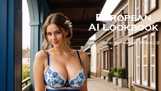 [4K] Ai Art European Lookbook Model Video-Delft Blue Tiles