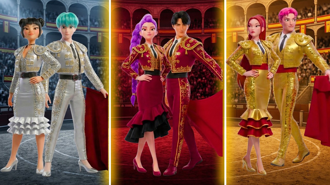 Gold & Silver VS Ruby. Corrida Battle in Spain - KPOP Demon Hunters