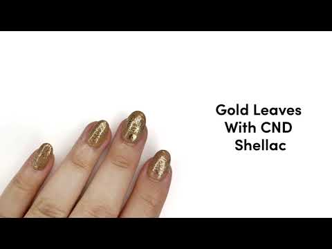 Gold Leaves With CND Shellac & Lecente Gold Foil - Featuring an Embossing Nail Art Technique