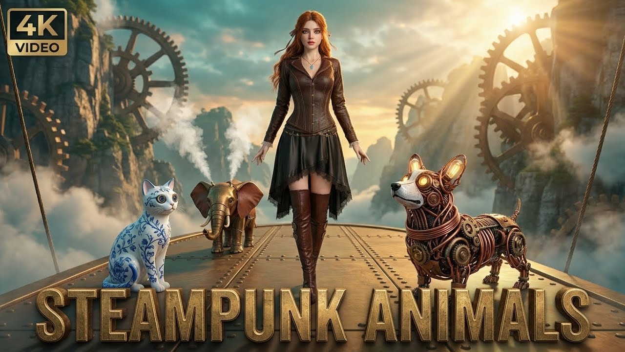 Realistic Steampunk Animals: Journey to the Clockwork Valley (AI Short Film)
