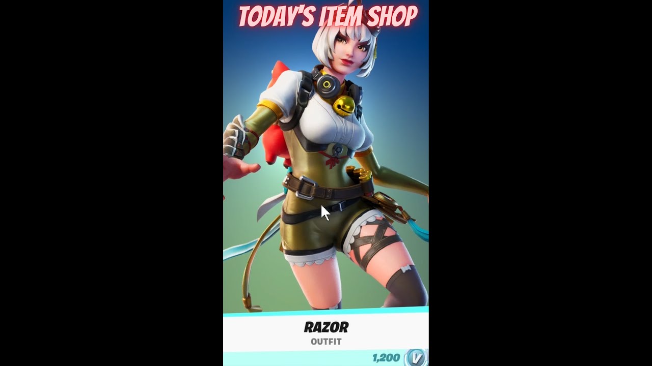 Check out the *RAZOR* skin in the Fortnite item shop today