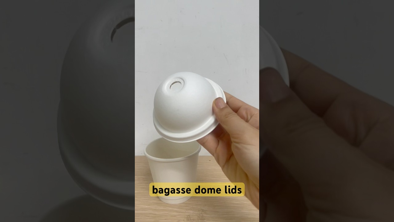 90mm PFAS Free Bagasse Sipper Dome Lid for 10-24 oz Paper Cup,Compostable Disposable Cup With Lids