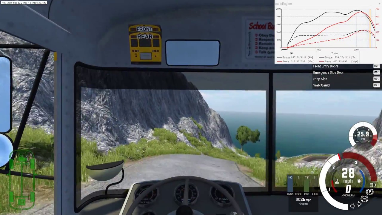 Driving A Bluebird Bus In BeamNGDrive (no commentary)