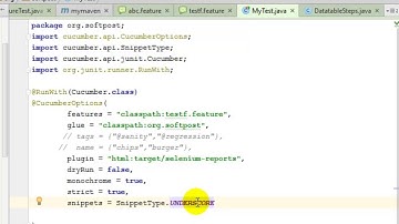 Snippets option in Cucumber