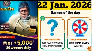 Amazon KBC win@9 Amazon quiz Answer today | 22 January 2025 | Amazon KBC quiz answer today 