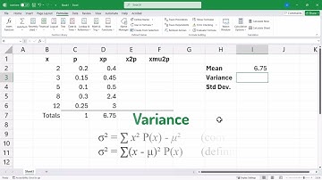 Discrete Probability Distribution -Mean, Variance, Standard Deviation -Excel 365 template