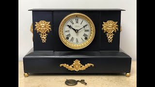 Antique Cast Iron Ansonia Hammer on Coil Chime Mantel Clock | Item#  2359 - Adelaide Clocks