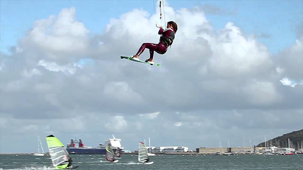Kitesurfing Technique - Grabbed Tweaked Jump Slow Mo