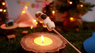 ASMR Eng sub | 🤍online mini camping🌲 |marshmallow | campfire | deciduous | lucky fishing | 日本語字幕