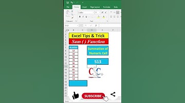 Sum Function in Excel | Add numerical number with trick | #shorts | In Hindi | By Sunil Sir | CSC