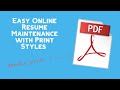 Easy HTML and PDF Résumé with Print Media Styles