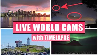 120 LIVE World Cameras, Relaxing Music, Map, Daily Sunset Timelapse - Armchair Travel