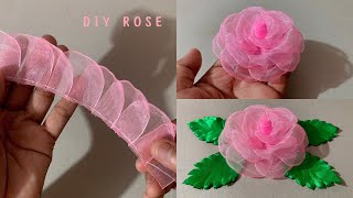 DIY Ribbon Rose flowers How to make ribbon rose||Ribbon decoration ideas| How to make a ribbon rose