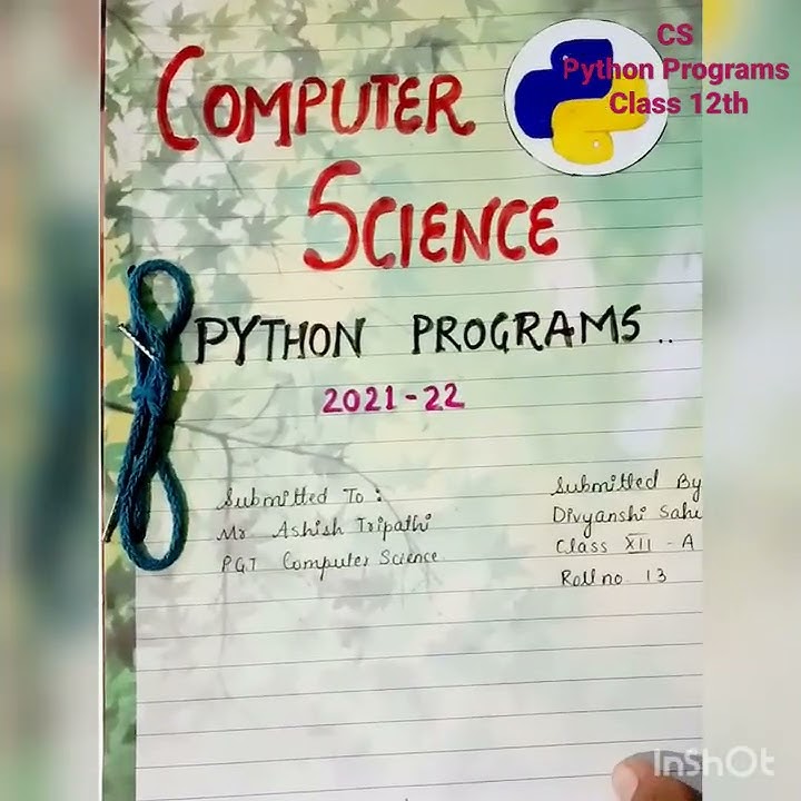 CS Python Programs Class 12th #project #file - YouTube