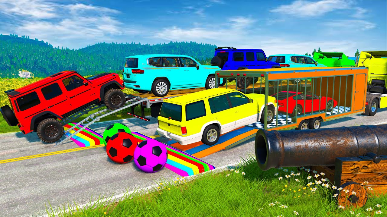 Flatbed Truck BeamNG Happy Crash | Transportation with Truck - Pothole vs Car #3 - BeamNG.Drive