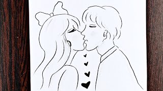 Desen de ziua îndrăgostiților / desenez un cuplu sărutându-se - YouTube