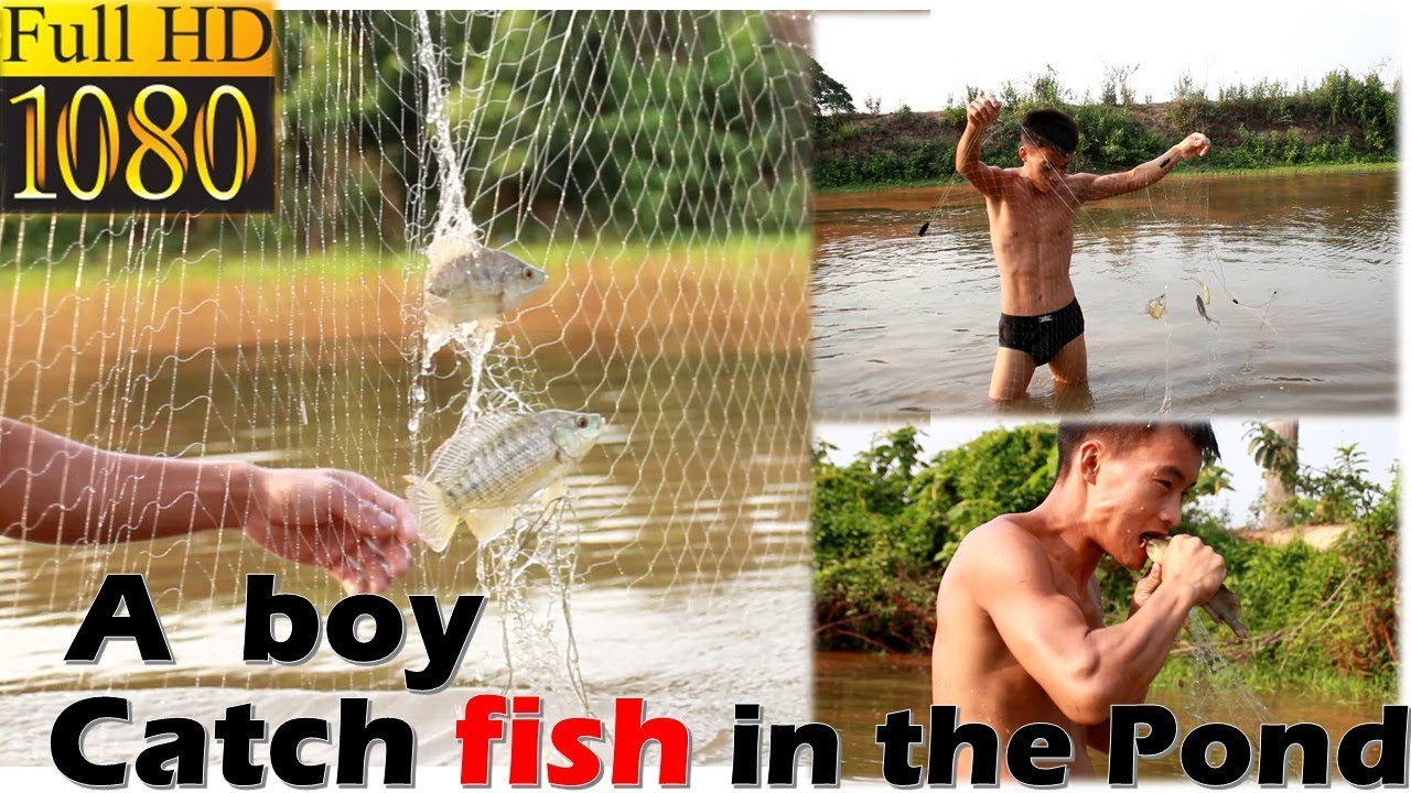 Primitive Technology with Survival Skills Giant fish trap in the Pond ...