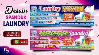 Membuat Desain Spanduk Laundry di Coreldraw (Free CDR) #nurdesigns