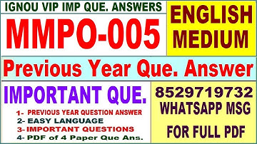 MMPO 005 Previous Year Question Paper in English | mmpo 005 important questions with answer