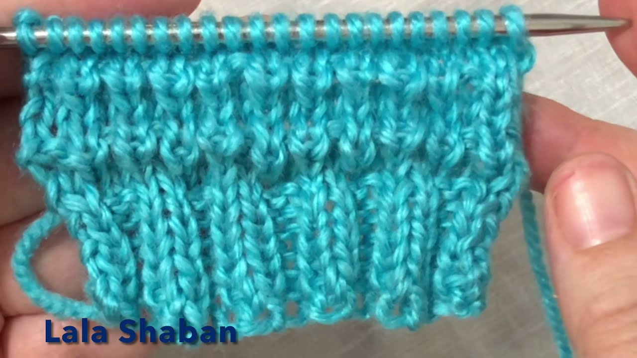 غرزة ظهر التمساح او الغرزة الفرنسية  knitting stitch tutorial غرزة الموس بطريقة سهلة وبسيطة وجميلة