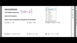 1-5 Solve Inequalities and Interval Notation