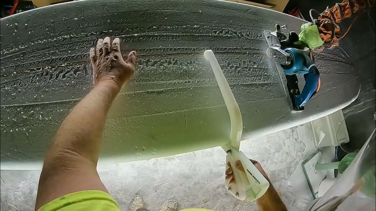 rail template and outline surfboard shaping glassing sanding spraying