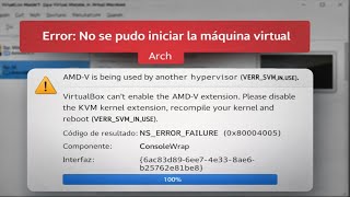Error VirtualBox en Debian 13: AMD V KVM, no inicia la máquina virtual