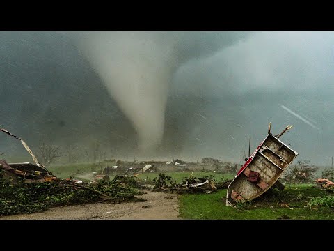 Violent Tornado Outbreak: Houses Leveled in Iowa!! CLOSE RANGE VIDEO [4K]