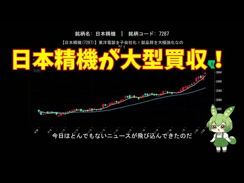 【日本精機(7287)】東洋電装を子会社化！製品群を大幅強化なのだ！