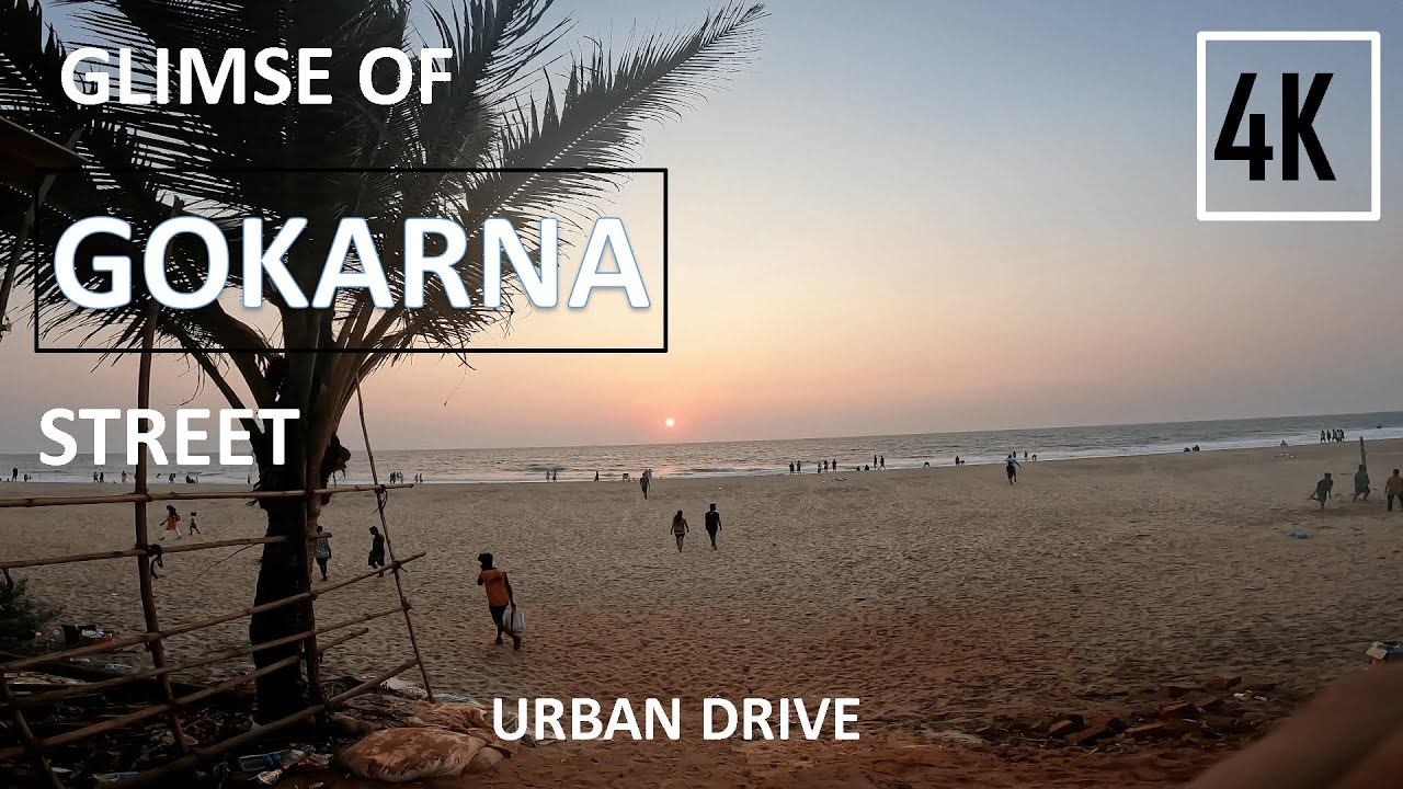 Urban Street walk around!4K HDR 60fps (Gokarna) Karnataka streets with Palm trees.