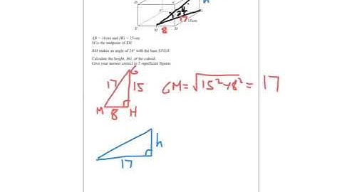 Summer 2017 IGCSE 4HR Q22 3D Pythagoras & Trigonometry