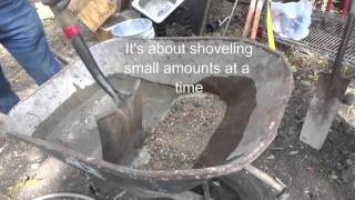 Mixing an 80 lb bag of concrete