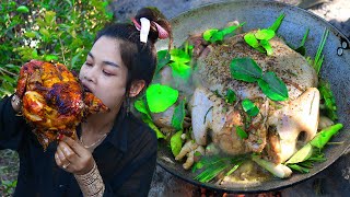 Primitive Girl Cooking Chicken Curry BBQ Kerala Style - Cook Nadan Chicken Roasted Kerala Recipe
