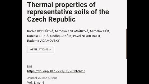 Thermal properties of representative soils of the Czech Republic | RTCL.TV