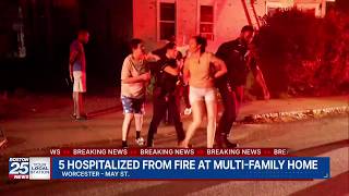 Woman arrested at chaotic scene of Worcester house fire that left 5 people hospitalized