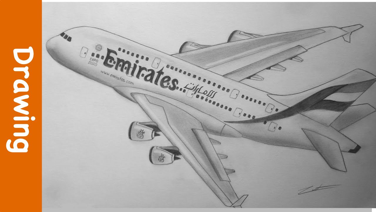 Drawing The Emirates A380 - YouTube