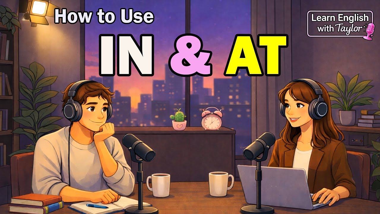English Podcast for Beginners : How to Use IN vs AT in English | Easy A1–A2 Speaking Practice