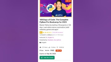 100% off 100 days of code: Python pro bootcamp for 2023 #udemycoupons #freeudemycourses #korshub