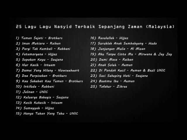 Koleksi Album   24 Lagu Lagu Nasyid Terbaik Sepanjang Zaman Malaysia class=